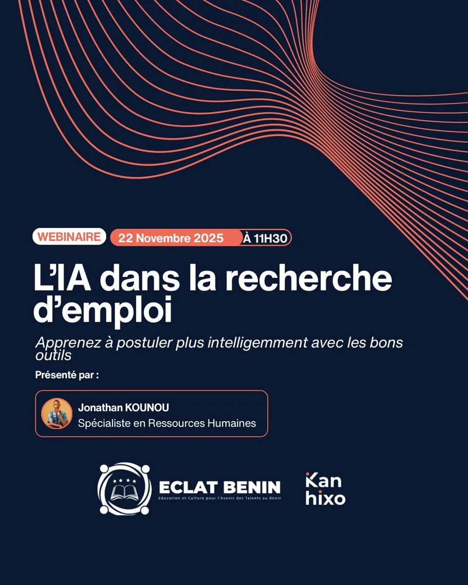 Affiche du webinaire Éclat Bénin consacré à l’intelligence artificielle et à l’emploi